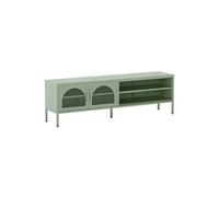 OLIVIA - Meuble TV 160 cm 2 Portes Ajourées 2 Niches en Métal Vert Menthe - Altobuy Vert G