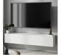 Meuble TV 160 cm Blanc Moderne NICOLE Meuble de Salon avec Rangement