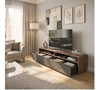 WEBER INDUSTRIES Meuble TV 160 cm Leonardo 2 tiroirs 2 niches/Décor Noyer et Ardoise