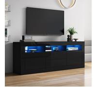 Meuble TV - 160 x 35 x 60 cm - Laqué brillant - Éclairage LED - 2 portes 2 tiroirs