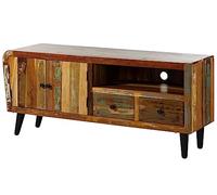 Meuble TV 160x45 Bois de récupération laqué Multicolore Sixties #116