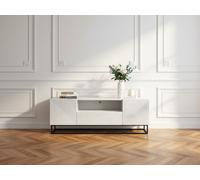 Meuble TV 167 cm ALICE pieds en métal blanc BOBOCHIC Blanc
