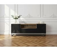 Meuble TV 167 cm ALICE pieds en métal chêne et noir BOBOCHIC Chêne et noir