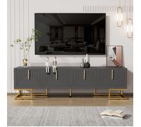 Meuble TV 170 40x45,5cm-buffet bas 4 portes avec étagères , panneaux de particules, gris anthracite et accents dorés