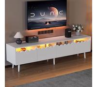 Meuble TV 176 x 38 x 45 cm avec 6 Pieds de Support, TV Lowboard avec 2 tiroirs et 2 Portes, mobilier de Salon, adapté aux téléviseurs de 75 Pouces et Moins. (White)