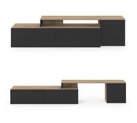 Meuble TV 180-240 cm modulable d'angle BASILE rotatif bois et noir
