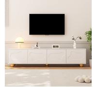Meuble TV 180 cm, Design Nuage, pour Écran 75 Pouces, 4 Portes, 5 Pieds Stables
