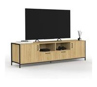 IDMarket Meuble TV Detroit 180 cm 2 portes 2 tiroirs design industriel