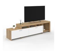 Meuble Tv 180 Cm Malo Bois Et Placards Blancs