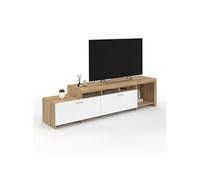 IDMarket Meuble TV MALO 180 cm bois et placards blancs