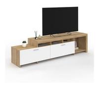 IDMarket Meuble TV MALO 180 cm bois et placards blancs