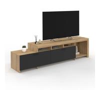 IDMarket Meuble TV MALO 180 cm en bois avec placards noirs