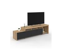 IDMarket Meuble TV MALO 180 cm en bois avec placards noirs