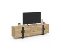 IDMarket Meuble TV PHOENIX 180 cm, 4 portes, 2 tiroirs, bois et noir, Bois G