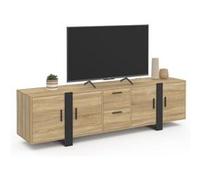 Meuble TV 180 cm PHOENIX avec rangements bois et noir Bois G