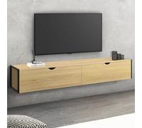 IDMarket - Meuble TV 180 cm Suspendu Detroit 2 Portes Design Industriel