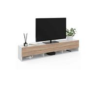 IDMarket - Meuble TV 180 cm Suspendu Elio 2 Portes avec étagère Blanc et Bois