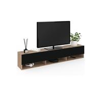 IDMarket – Meuble TV ELIO 180 cm suspendu 2 portes avec étagère bois noir
