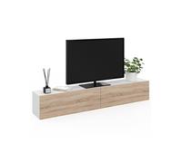IDMarket Meuble TV Elio 180 cm suspendu 2 portes blanc et bois