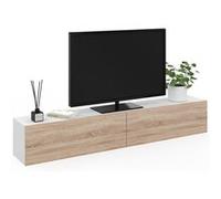 IDMarket Meuble TV Elio 180 cm suspendu 2 portes blanc et bois