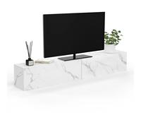 Meuble TV 180 cm suspendu ELIO 2 portes bois effet marbre