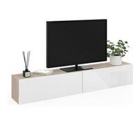 IDMarket - Meuble TV 180 cm Suspendu Elio 2 Portes Bois et Blanc