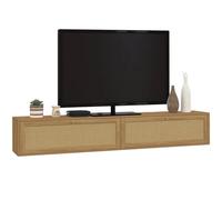 IDMarket Meuble TV HANAE 180 cm suspendu 2 portes effet naturel cannage