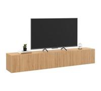 IDMarket - Meuble TV 180 cm Suspendu Juliette Lattes tasseau Bois Coloris chêne