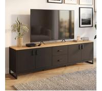 IDMarket - Meuble TV 180 cm Washington 4 Portes et 2 tiroirs Bois et Noir