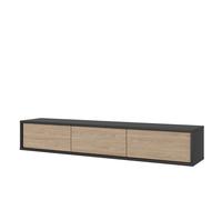 Meuble TV 180cm collection MAANUM. Couleur gris et chêne clair.