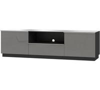 Meuble TV 180cm collection ZANTE avec 2 portes et 1 tiroir. Couleur noir et gris brillant.