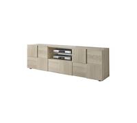 Meuble TV 181 cm Finition Aspect Bois Samoa Relief Damiers - REBECCA -