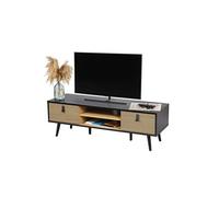 Meuble TV 2 niches 2 portes décor Arsenal - Noir