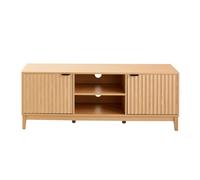 Meuble TV 2 niches et 2 portes aux façades effet vague L140 cm - BOLOGNE
