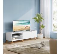 Meuble Tv 2 Niches Et 2 Portes Blanc - L140 Cm Blanc