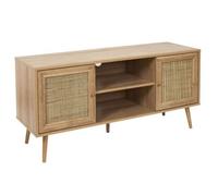 Meuble TV 2 niches et 2 portes en cannage Marron, L. 115 x l. 39 x H. 56.5 cm, BALI