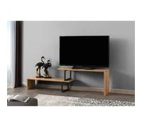 Meuble TV 2 niveaux design industriel Marron, L. 120 x l. 30 x H. 45 cm, OVIT