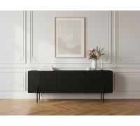Meuble TV 2 portes 1 tiroir 150 cm MATHILDE pieds noirs BOBOCHIC Noir