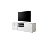 Meuble Tv 2 Portes 1 Tiroir - Blanc Laque brillant - L181xP42xH56 Cm - MILANO