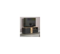 Meuble TV 2 portes 1 tiroir décor chêne et anthracite - LIAM