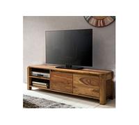 Meuble TV 2 portes 140x35x40 cm en bois massif - NASIK