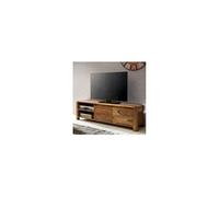 Meuble TV 2 portes 140x35x40 cm en bois massif - NASIK
