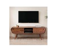 Meuble TV 2 portes 2 niches 160x45x50 cm en sheesham massif marron