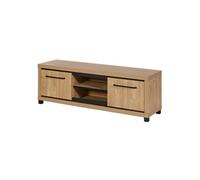 AltoBuy Meuble TV 2 Portes 2 niches Aspect Bois Finition Houston Oak poignées métal Noires - VASALY