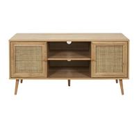 Meuble TV 2 Portes & 2 Niches ""Bali"" 115cm Naturel