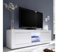 Meuble TV 2 portes - 2 niches blanc laqué 180cm CALIA