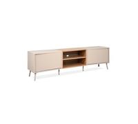 Meuble TV 2 portes 2 niches sable/effet bois Sinop