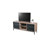 Meuble TV - URBAN LIVING - Soho - 2 portes grillagées - Imitation bois et métal - Contemporain