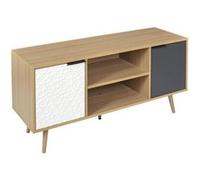 Meuble TV 2 portes 2 niches Sven - Naturel clair Bois G