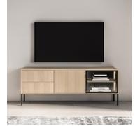 Meuble TV 2 portes - 2 titoirs - BARNEE - chêne - 160 cm
